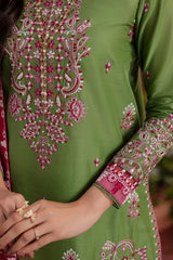 Turf Green 3 Pc Fully Embroidered Pima Lawn Suit