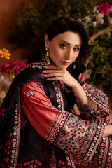 Rust Embroidered 3 Pc Pima Lawn Suit